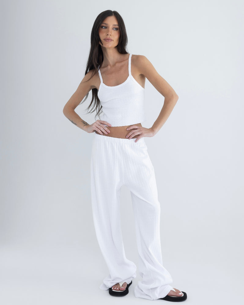 Pointelle Tank in White