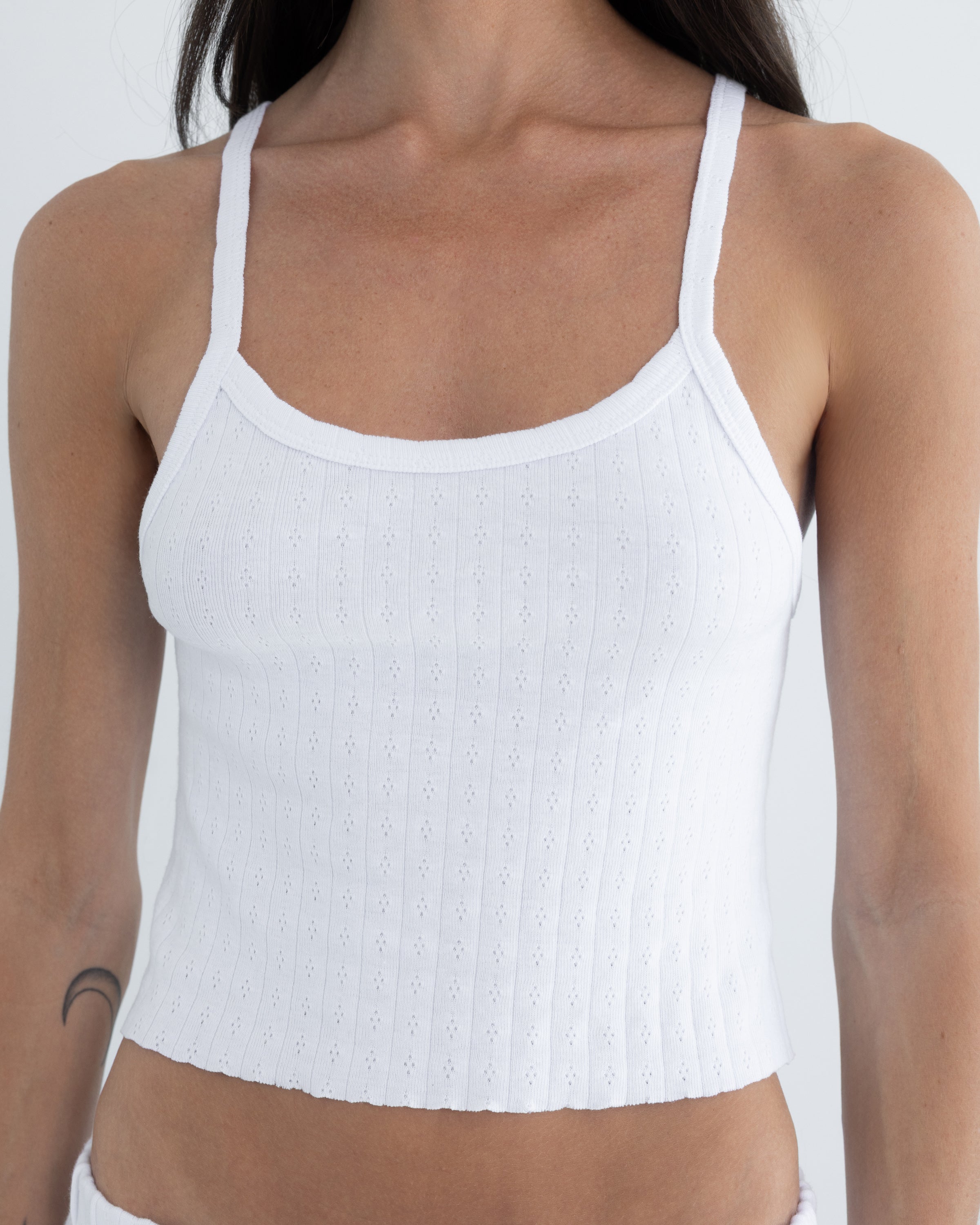 Pointelle Tank in White