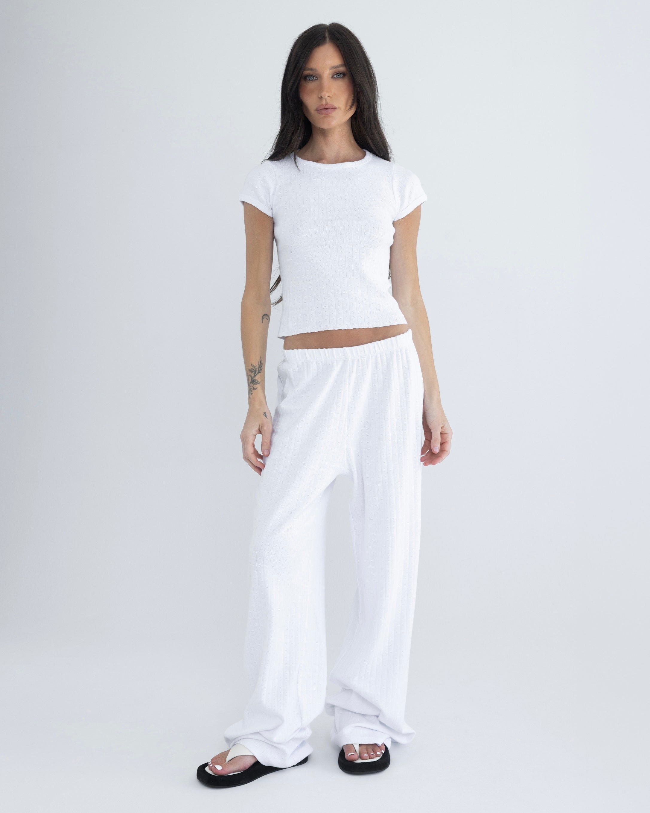 Baby Tee in Pointelle White