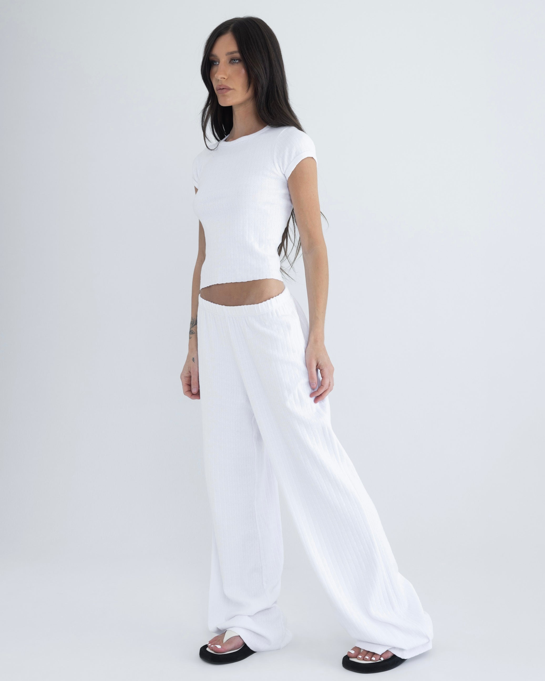 Baby Tee in Pointelle White