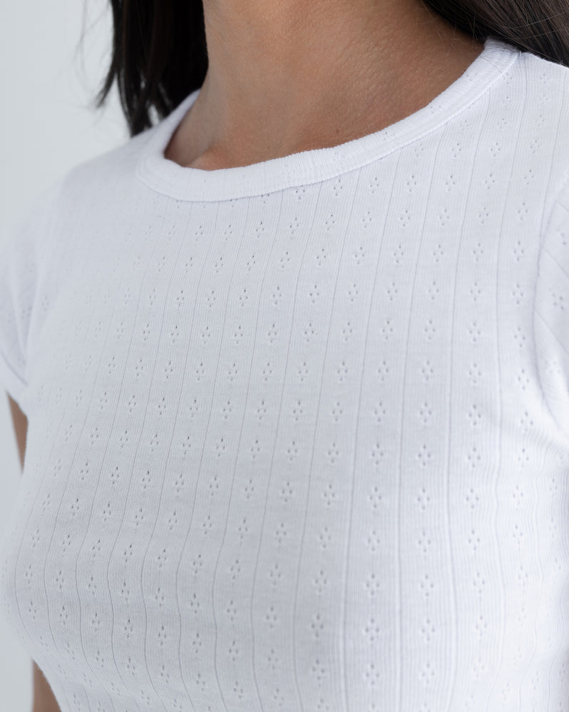 Baby Tee in Pointelle White