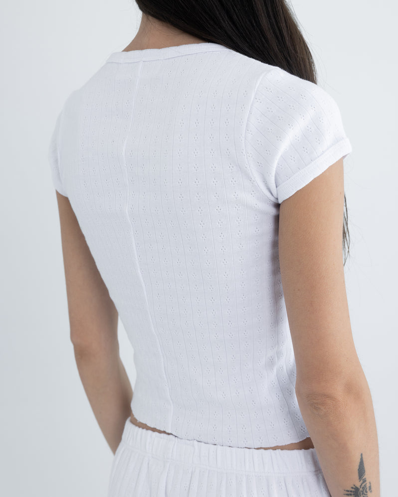 Baby Tee in Pointelle White
