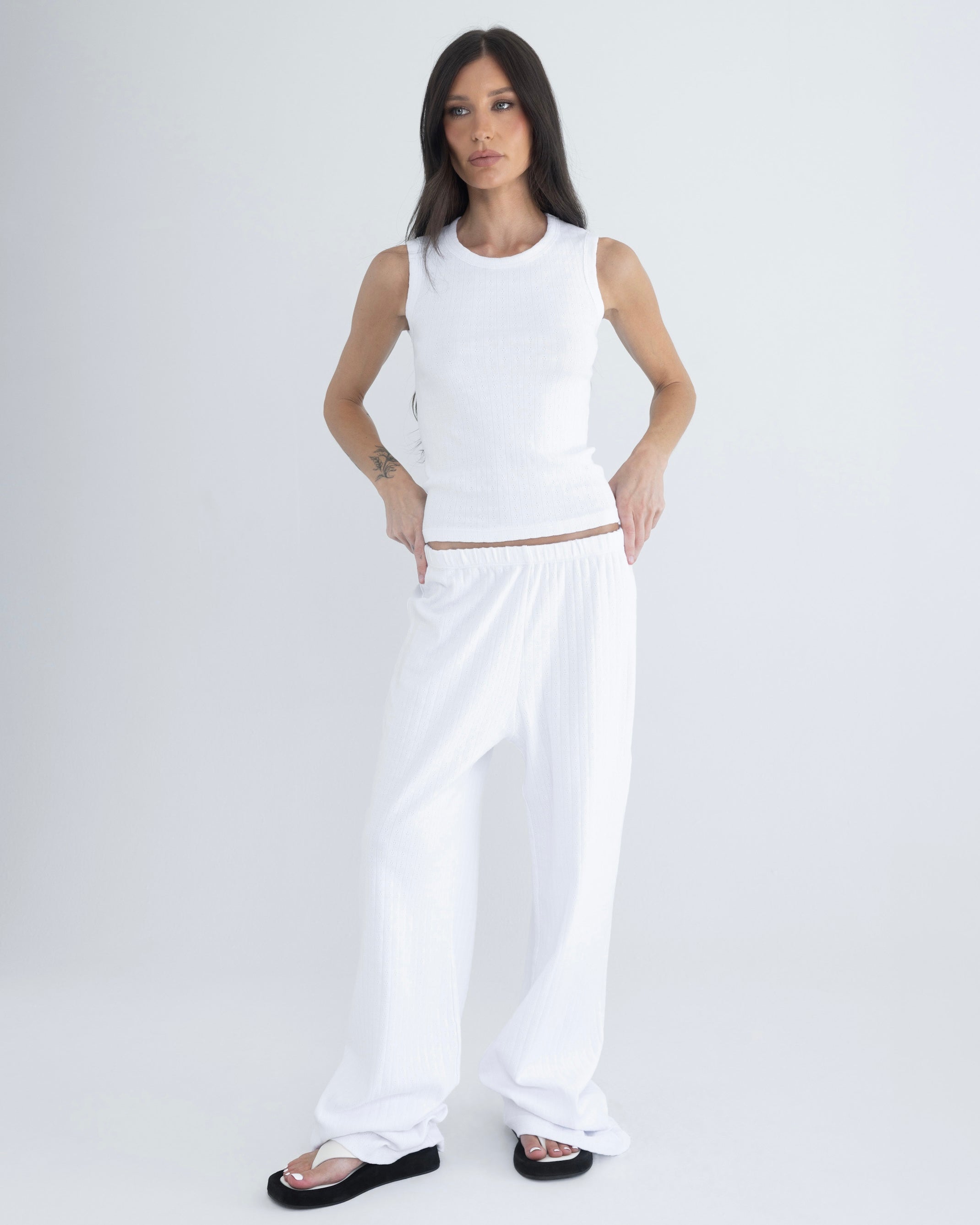 Pointelle Top in White