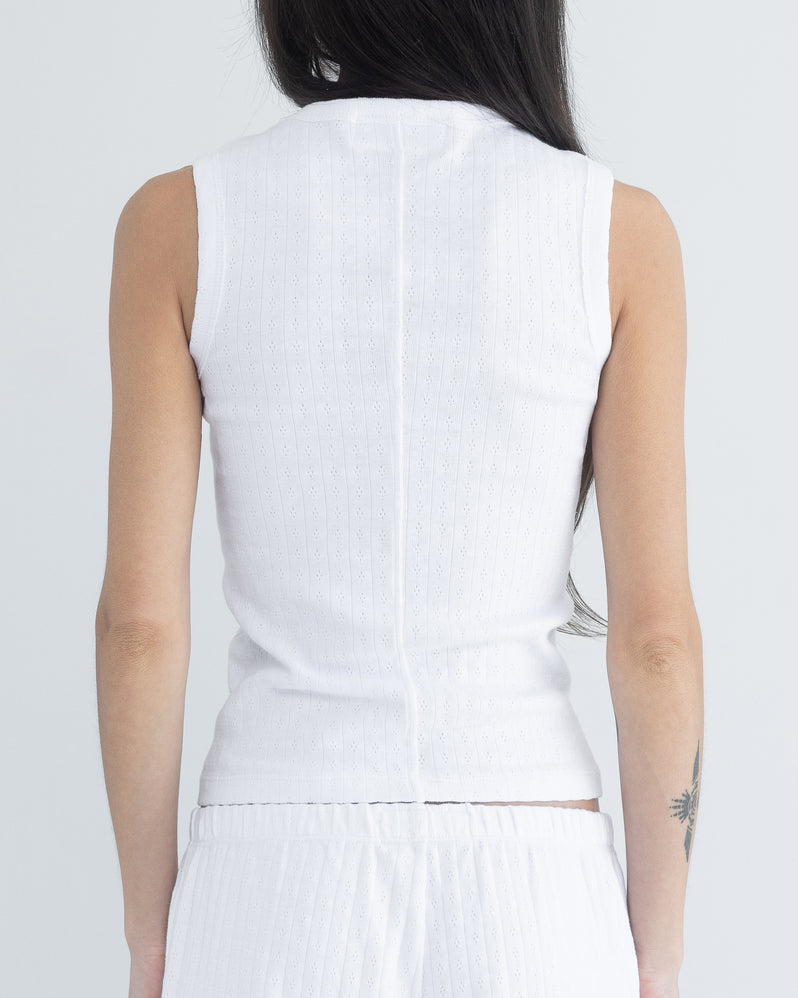 Pointelle Top in White