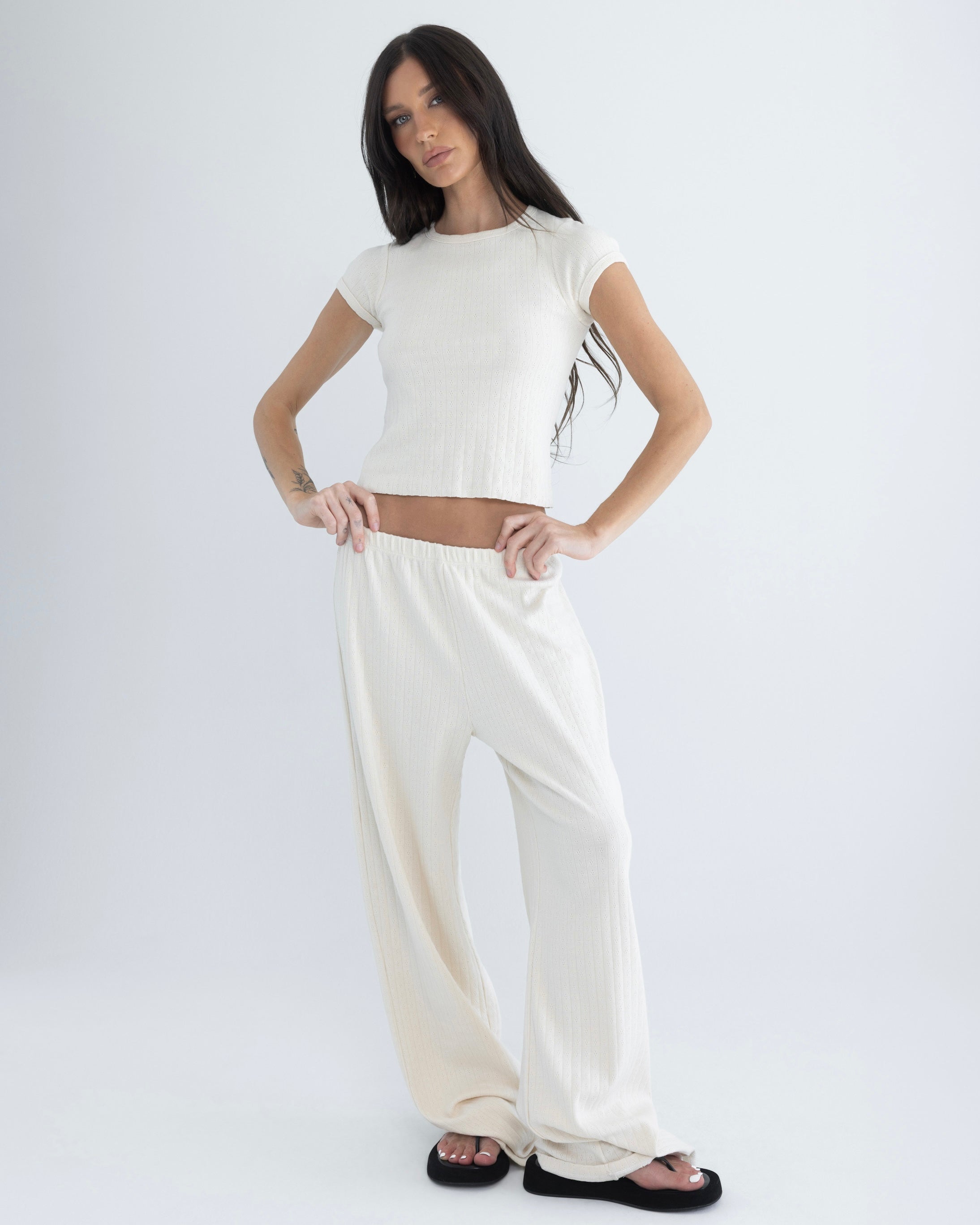 Baby Tee in Pointelle Natural
