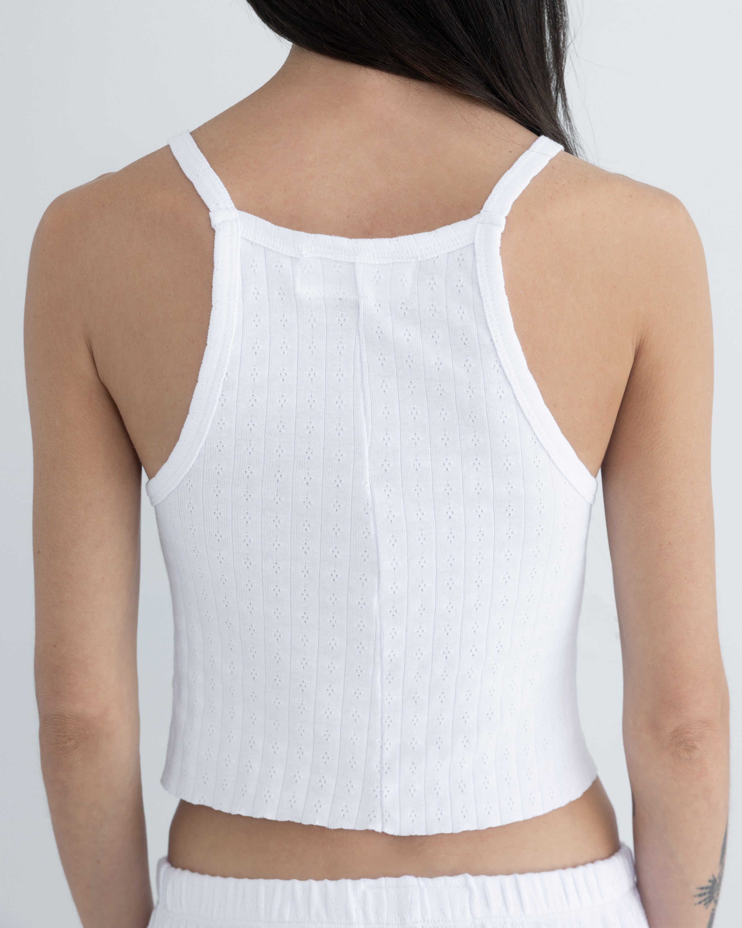 Pointelle Tank in White