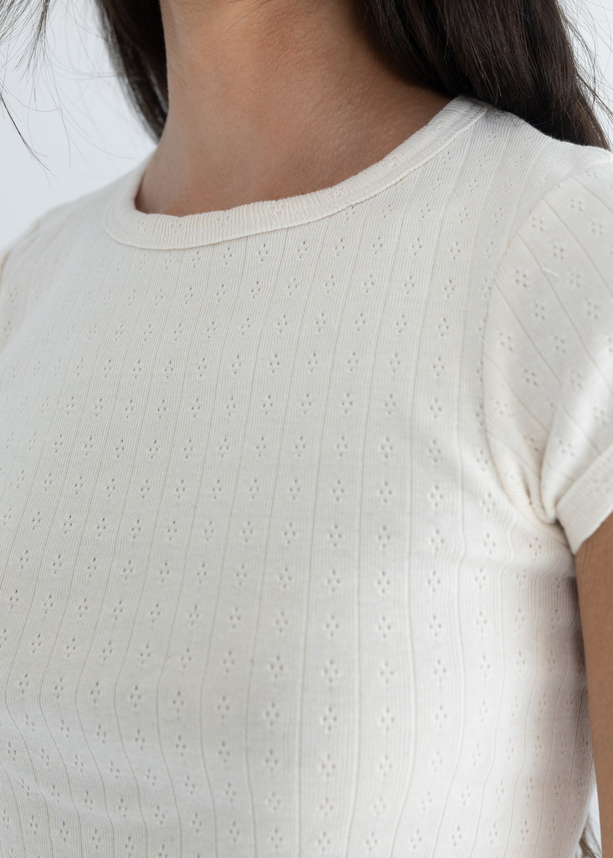 Baby Tee in Pointelle Natural