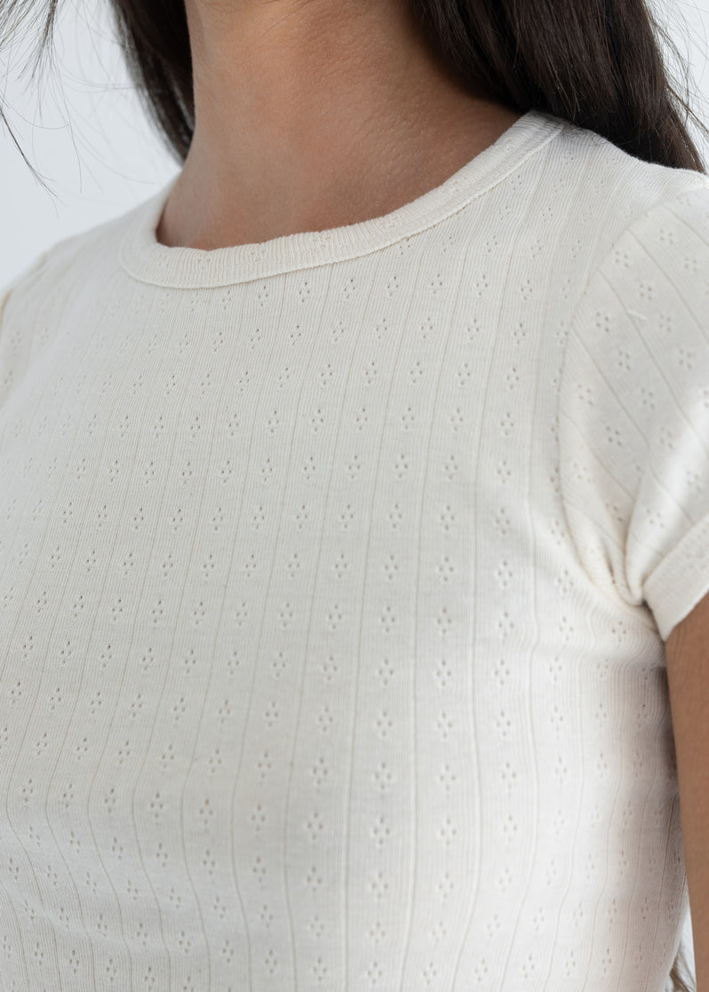 Baby Tee in Pointelle Natural