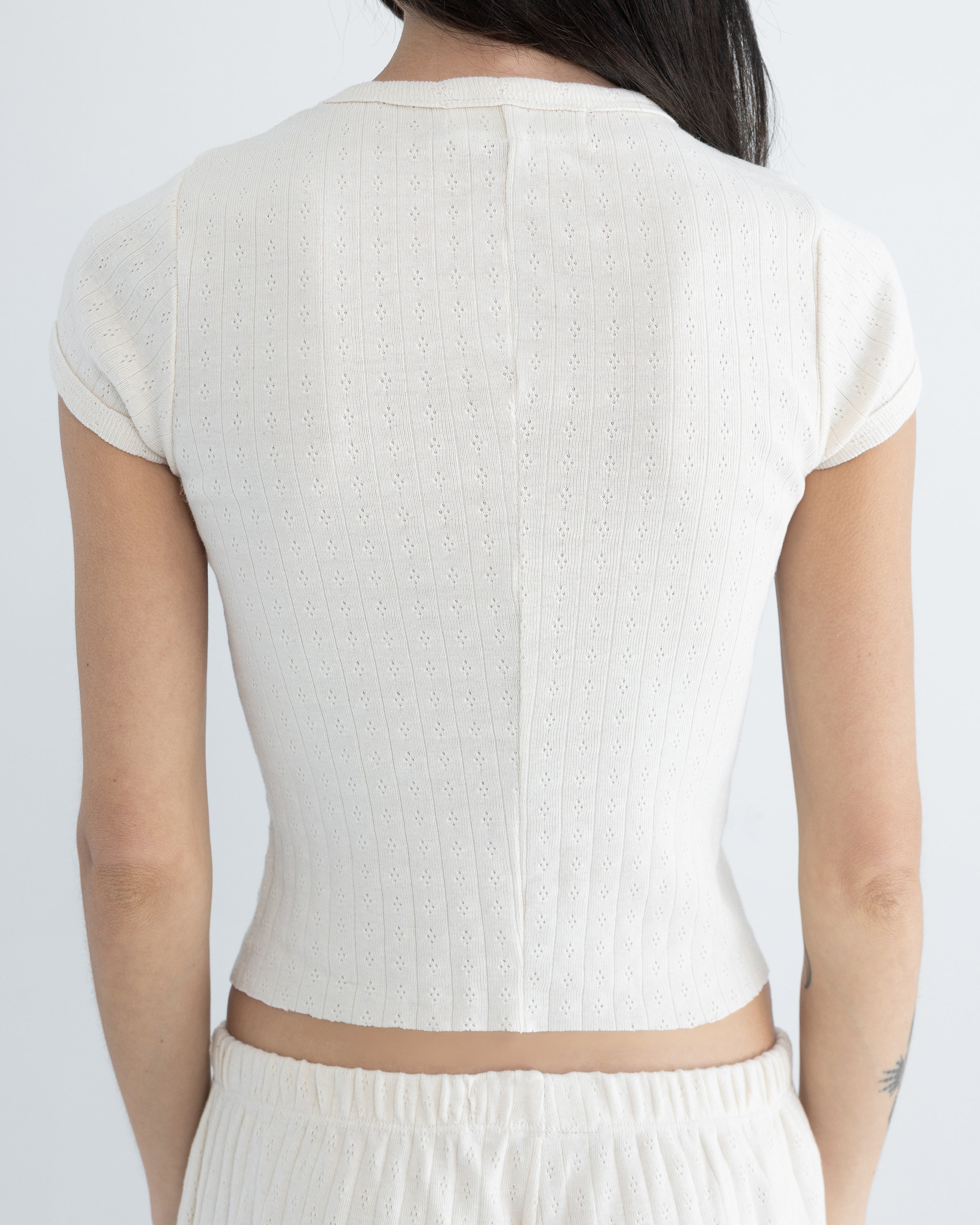 Baby Tee in Pointelle Natural