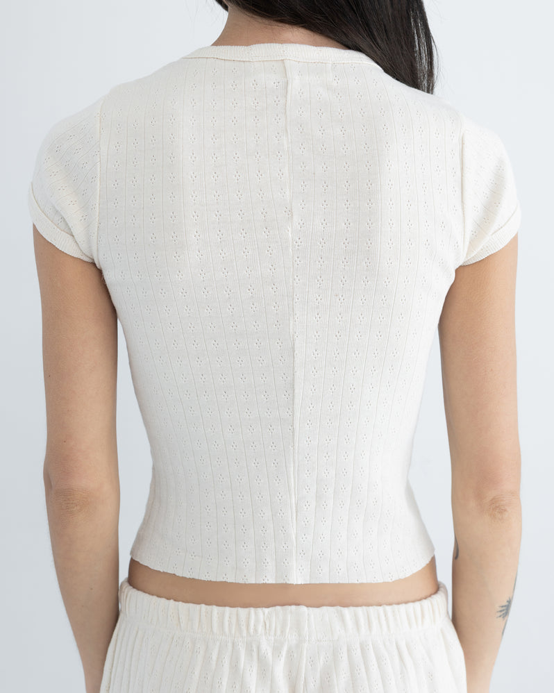 Baby Tee in Pointelle Natural