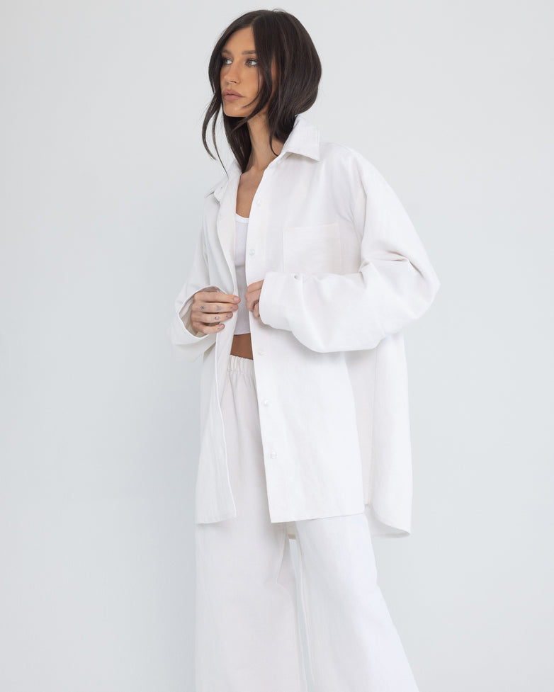 Button Down in White